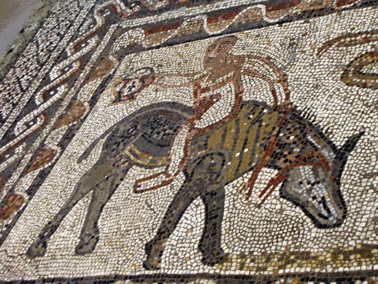 Ein Mosaik in einem Gebäude in Volubillis.